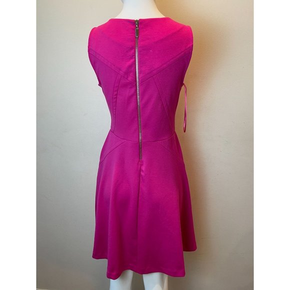 Jennifer Lopez Womens Skater Dress Crew Neck Back Zip Sleeveless Pink Size 6 - Picture 4 of 9